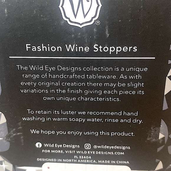NEW WILD EYE DESIGN FASHION WINE STOPPERS 2 PIECE SET - Picture 5 of 5